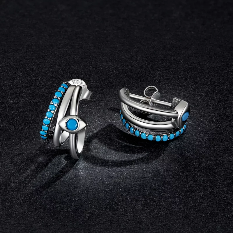 (image pour) Boucles d'oreilles à clou de style Pandora avec cercle et œil du diable - BSE571 - Afficher 5