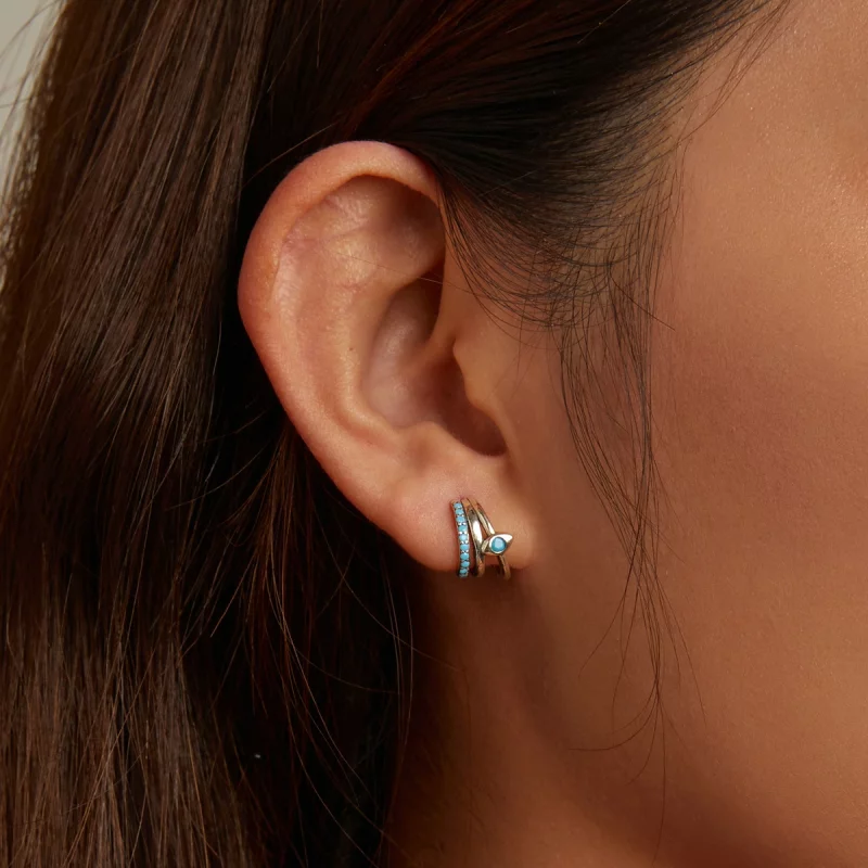 (image pour) Boucles d'oreilles à clou de style Pandora avec cercle et œil du diable - BSE571 - Afficher 6