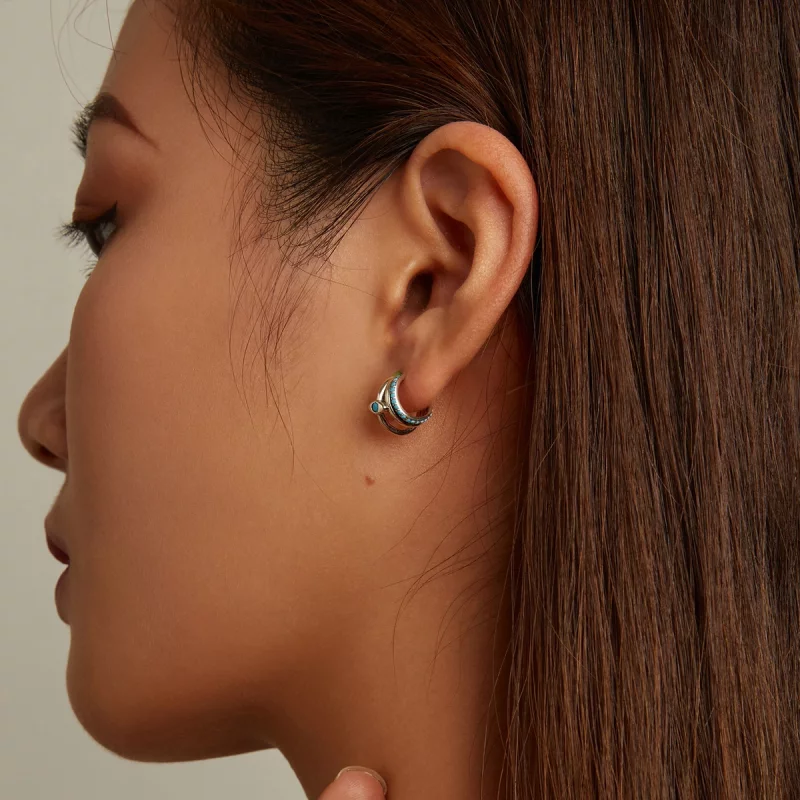 (image pour) Boucles d'oreilles à clou de style Pandora avec cercle et œil du diable - BSE571 - Afficher 7