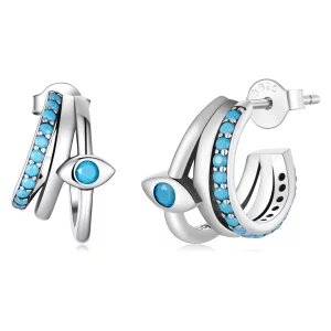 Boucles d'oreilles à clou de style Pandora avec cercle et œil du diable - BSE571 (image pour) Boucles d'oreilles à clou de style Pandora avec cercle et œil du diable - BSE571