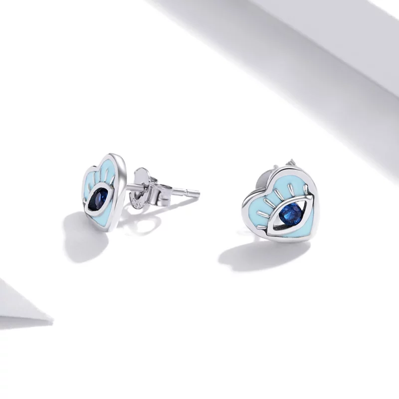 (image pour) Boucles d'oreilles clou de style Pandora avec motif de garde d'amour - SCE1134 - Afficher 2