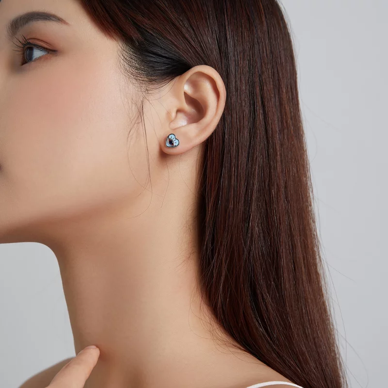 (image pour) Boucles d'oreilles clou de style Pandora avec motif de garde d'amour - SCE1134 - Afficher 7