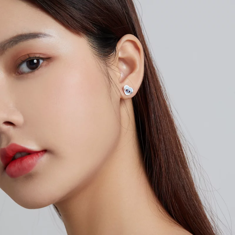(image pour) Boucles d'oreilles clou de style Pandora avec motif de garde d'amour - SCE1134 - Afficher 8