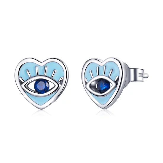 (image pour) Boucles d'oreilles clou de style Pandora avec motif de garde d'amour - SCE1134
