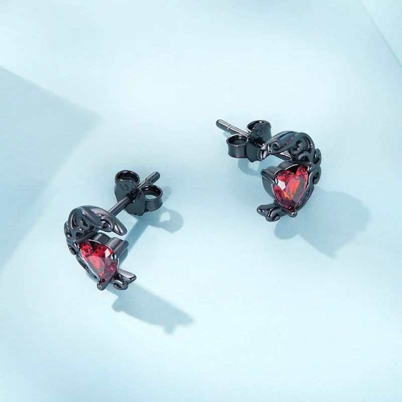 (image pour) Boucles d'oreilles clou de style Pandora avec une lune nocturne sombre - SCE1519 - Afficher 4