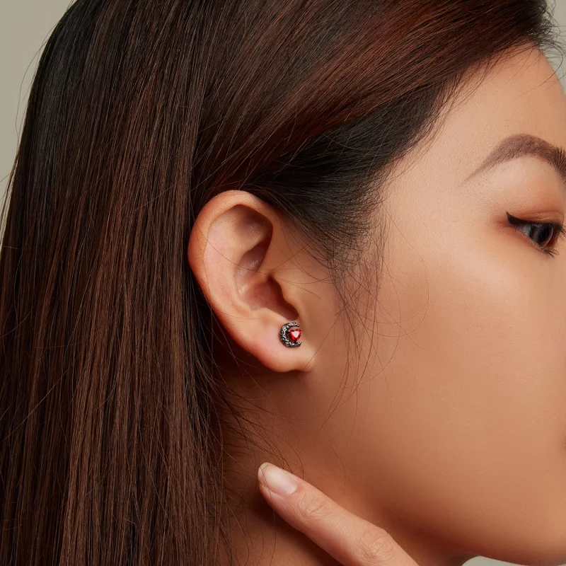 (image pour) Boucles d'oreilles clou de style Pandora avec une lune nocturne sombre - SCE1519 - Afficher 7