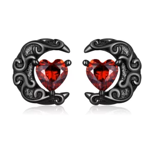 Boucles d'oreilles clou de style Pandora avec une lune nocturne sombre - SCE1519 (image pour) Boucles d'oreilles clou de style Pandora avec une lune nocturne sombre - SCE1519