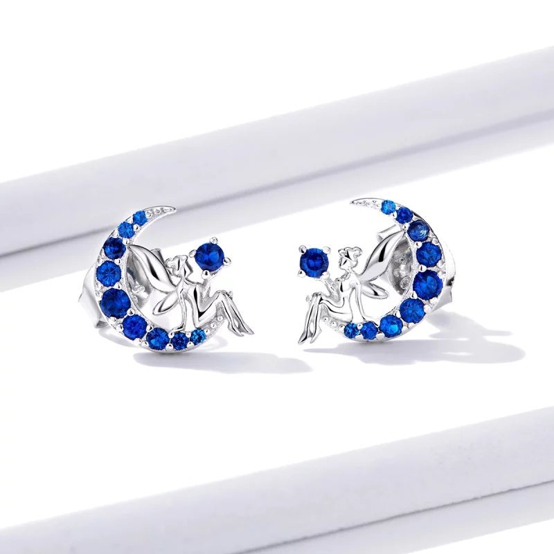 (image pour) Boucles d'oreilles clou de style Pandora Elf de la Lune - BSE376 - Afficher 2