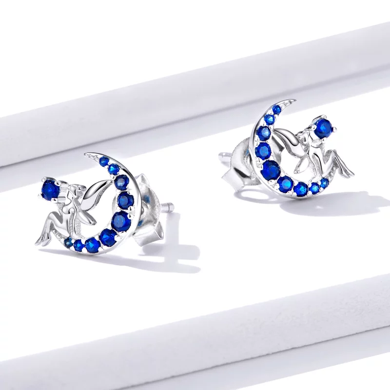 (image pour) Boucles d'oreilles clou de style Pandora Elf de la Lune - BSE376 - Afficher 4