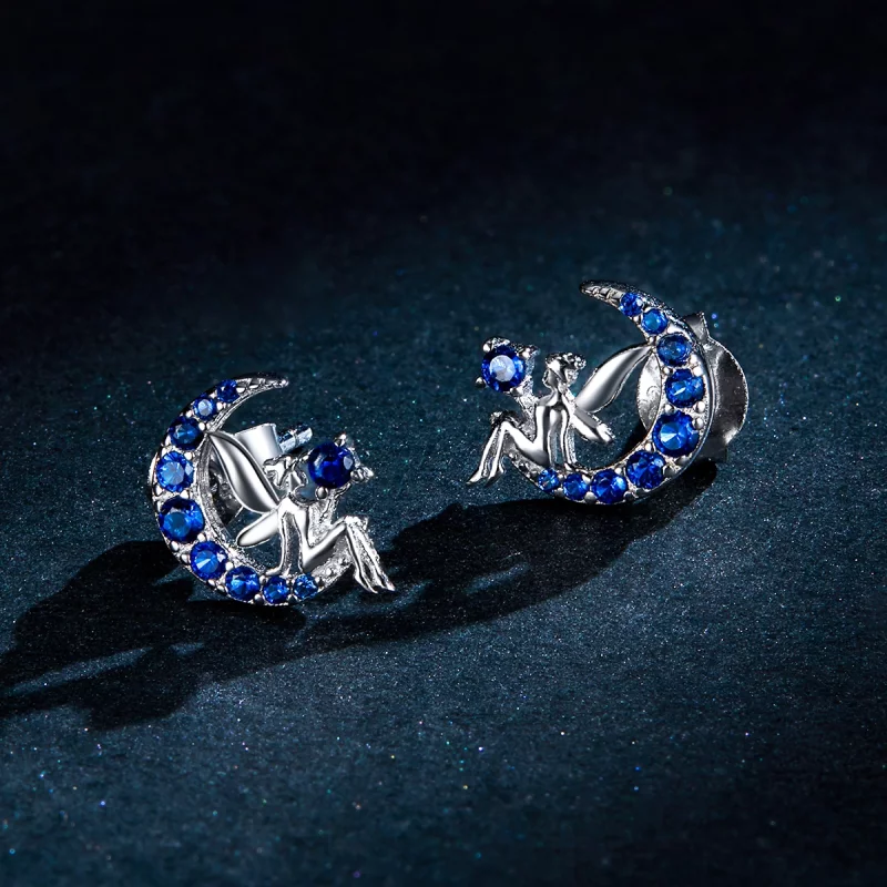 (image pour) Boucles d'oreilles clou de style Pandora Elf de la Lune - BSE376 - Afficher 5