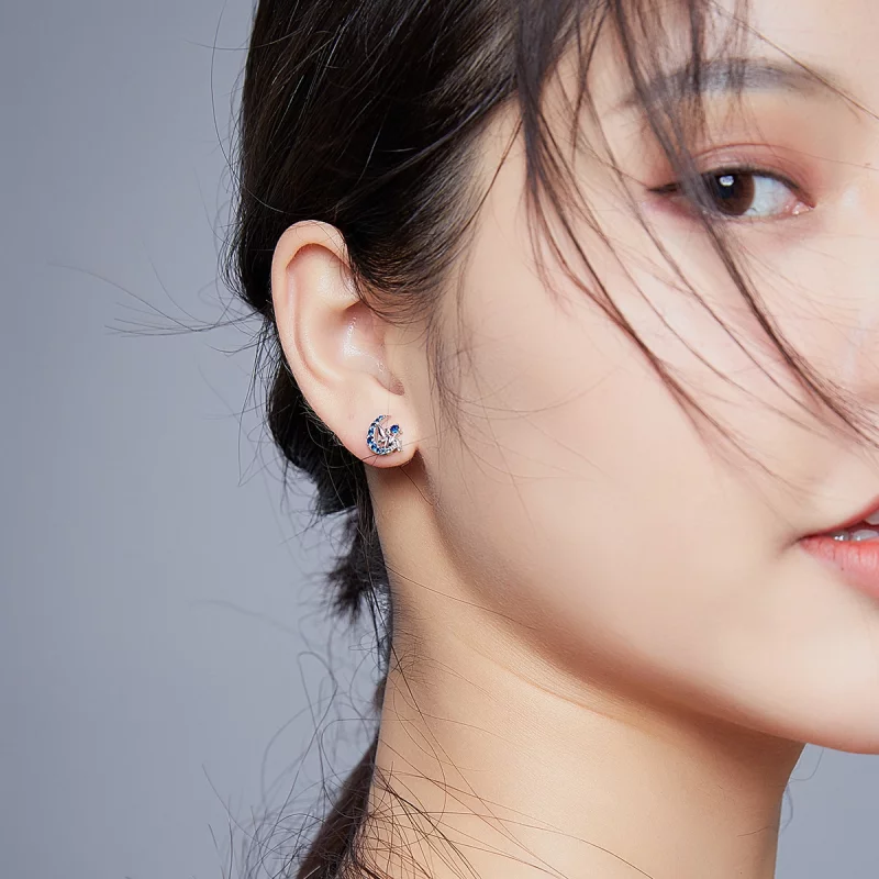 (image pour) Boucles d'oreilles clou de style Pandora Elf de la Lune - BSE376 - Afficher 9