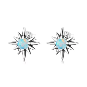 (image pour) Boucles d'oreilles clou en étoile opale de style Pandora - BSE581