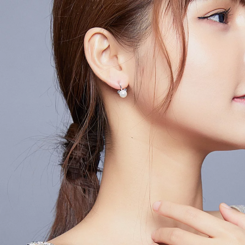 (image pour) Boucles d'oreilles à clou mignonnes de style Pandora avec un ours - SCE918 - Afficher 7