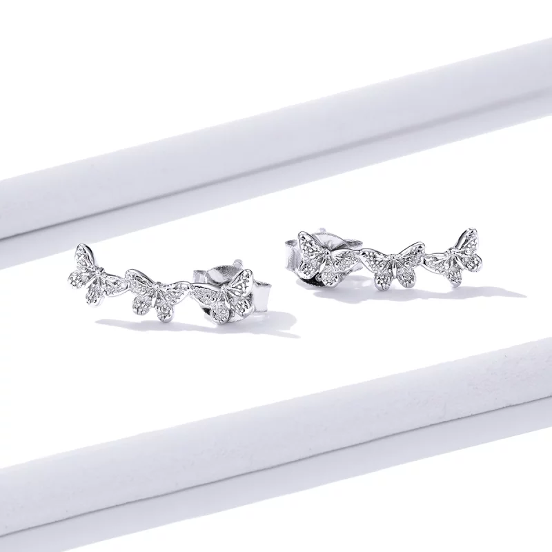 (image pour) Boucles d'oreilles clou papillon style Pandora - BSE377 - Afficher 2