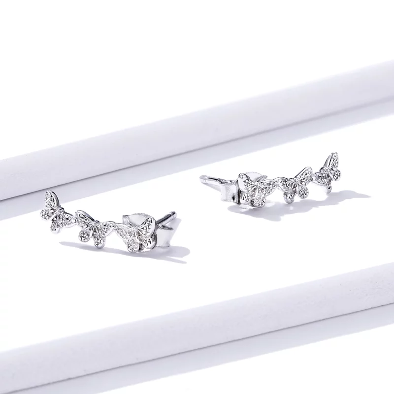 (image pour) Boucles d'oreilles clou papillon style Pandora - BSE377 - Afficher 3