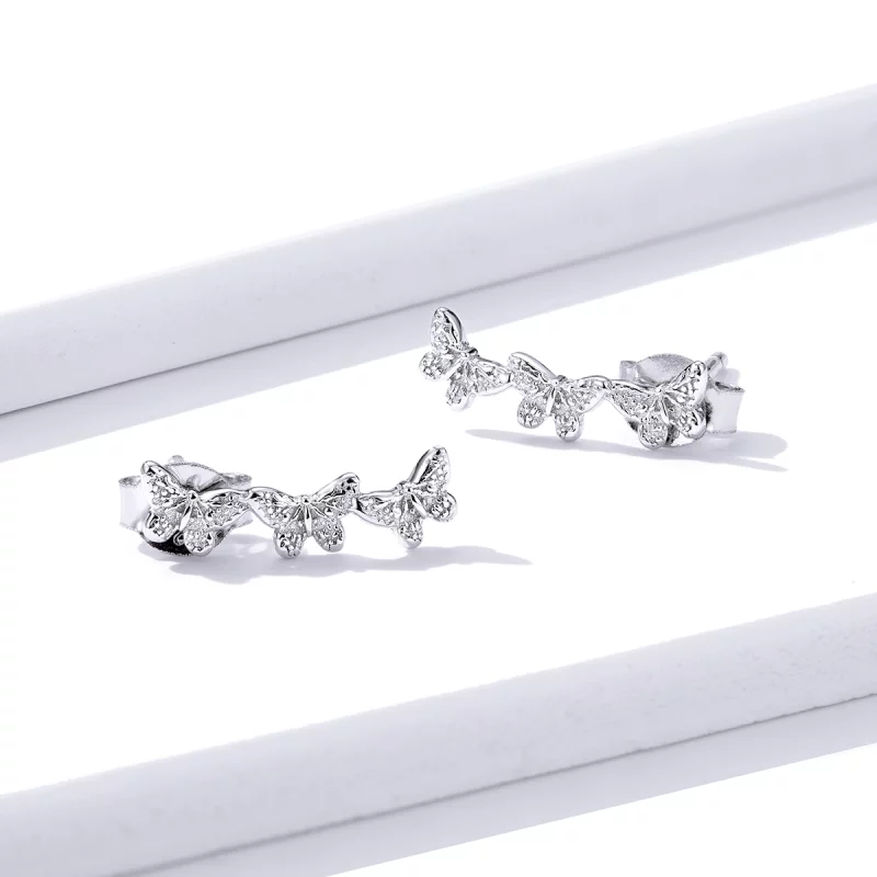(image pour) Boucles d'oreilles clou papillon style Pandora - BSE377 - Afficher 4
