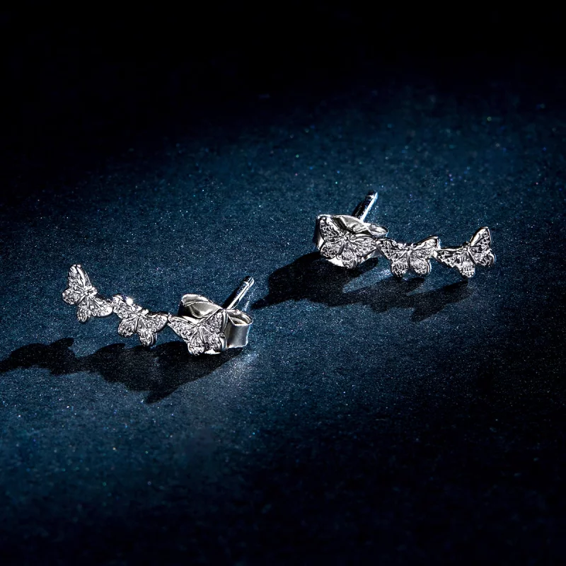 (image pour) Boucles d'oreilles clou papillon style Pandora - BSE377 - Afficher 5