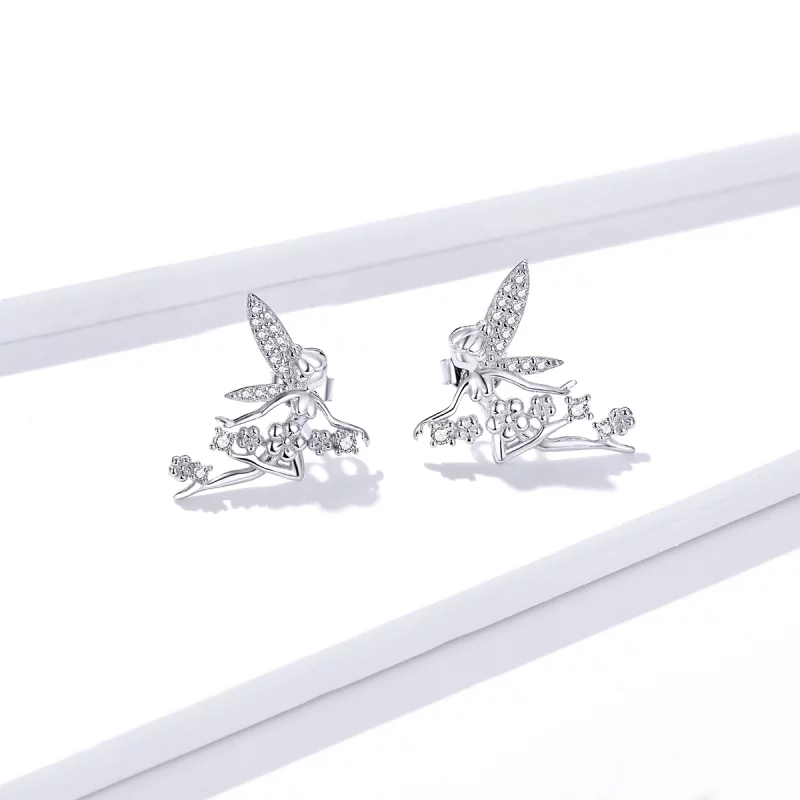 (image pour) Boucles d'oreilles clou style Pandora avec elfe fleur - BSE341 - Afficher 2