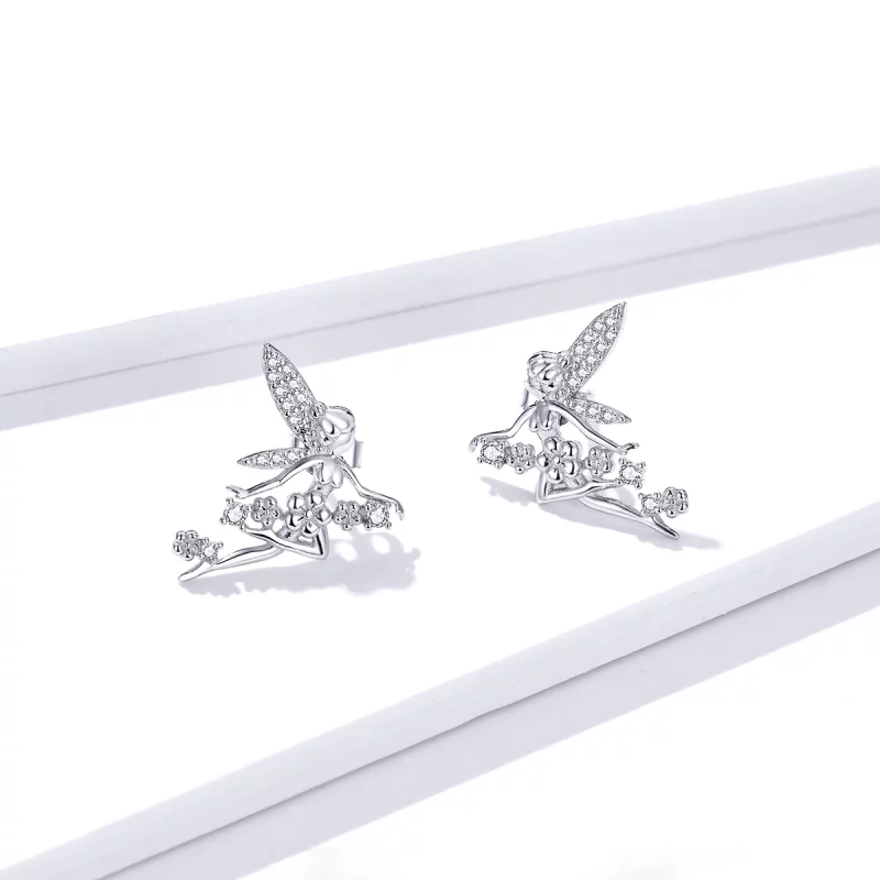 (image pour) Boucles d'oreilles clou style Pandora avec elfe fleur - BSE341 - Afficher 3