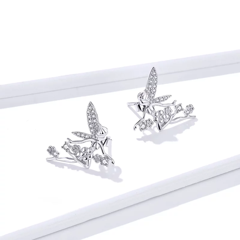 (image pour) Boucles d'oreilles clou style Pandora avec elfe fleur - BSE341 - Afficher 4