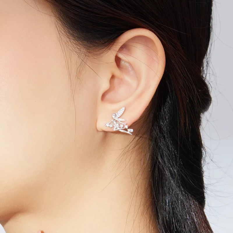 (image pour) Boucles d'oreilles clou style Pandora avec elfe fleur - BSE341 - Afficher 6