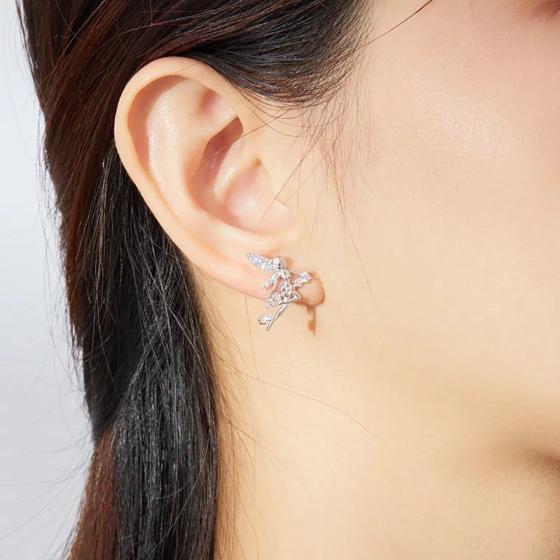 (image pour) Boucles d'oreilles clou style Pandora avec elfe fleur - BSE341 - Afficher 7