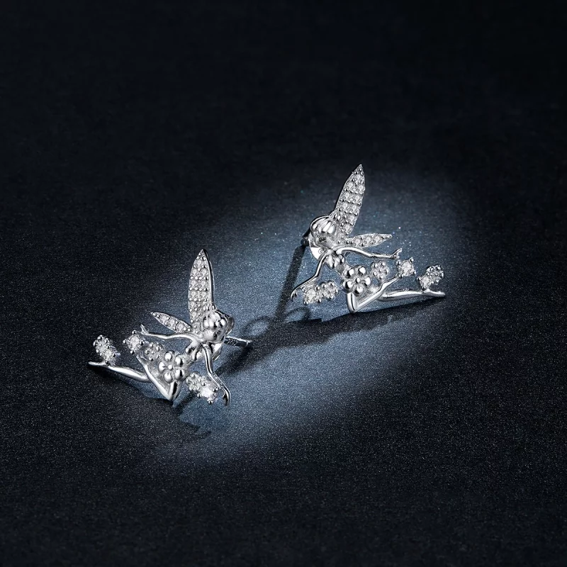 (image pour) Boucles d'oreilles clou style Pandora avec elfe fleur - BSE341 - Afficher 8
