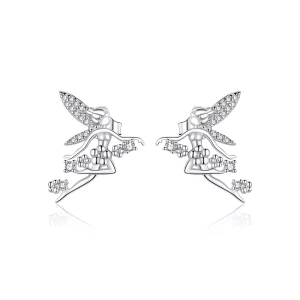 (image pour) Boucles d'oreilles clou style Pandora avec elfe fleur - BSE341