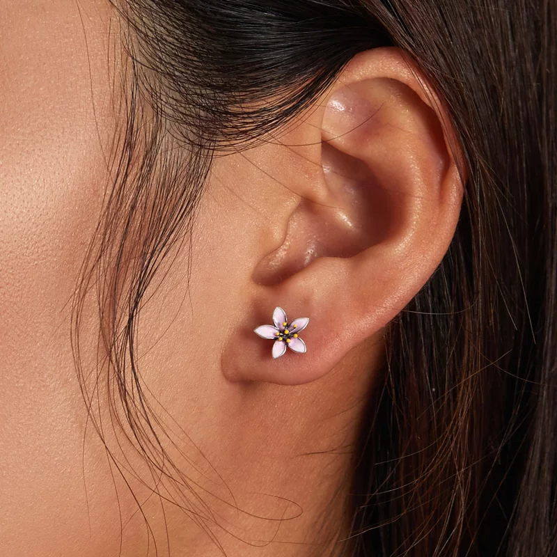 (image pour) Boucles d'oreilles à clou style Pandora en Sakura rose - SCE1273 - Afficher 6