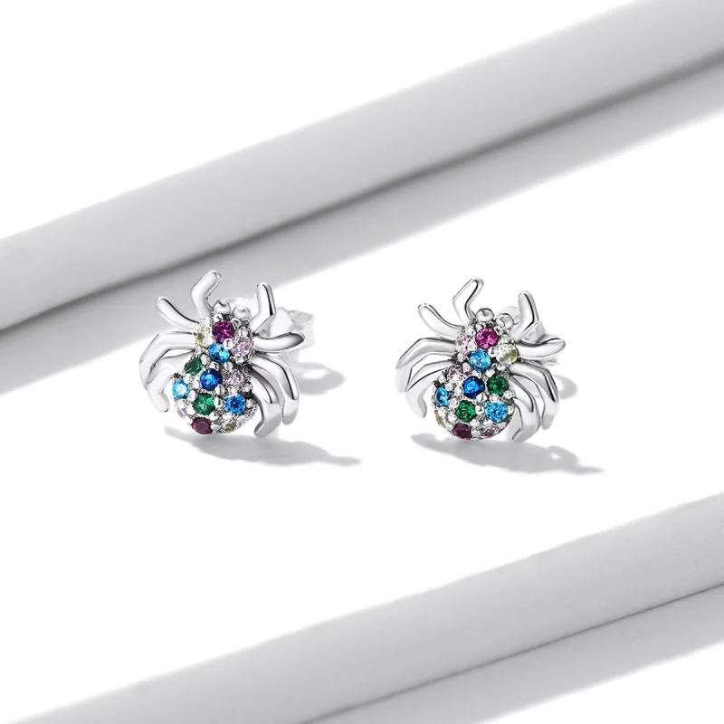(image pour) Boucles d'oreilles clous araignée colorées de style Pandora - BSE561 - Afficher 2