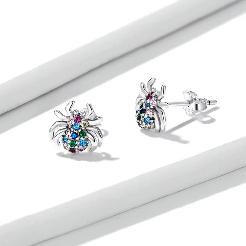 (image pour) Boucles d'oreilles clous araignée colorées de style Pandora - BSE561 - Afficher 3