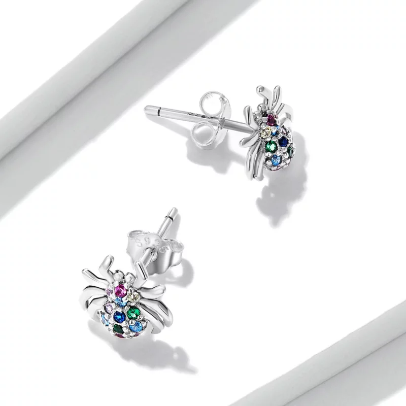 (image pour) Boucles d'oreilles clous araignée colorées de style Pandora - BSE561 - Afficher 4