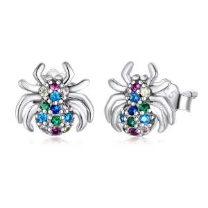 (image pour) Boucles d'oreilles clous araignée colorées de style Pandora - BSE561