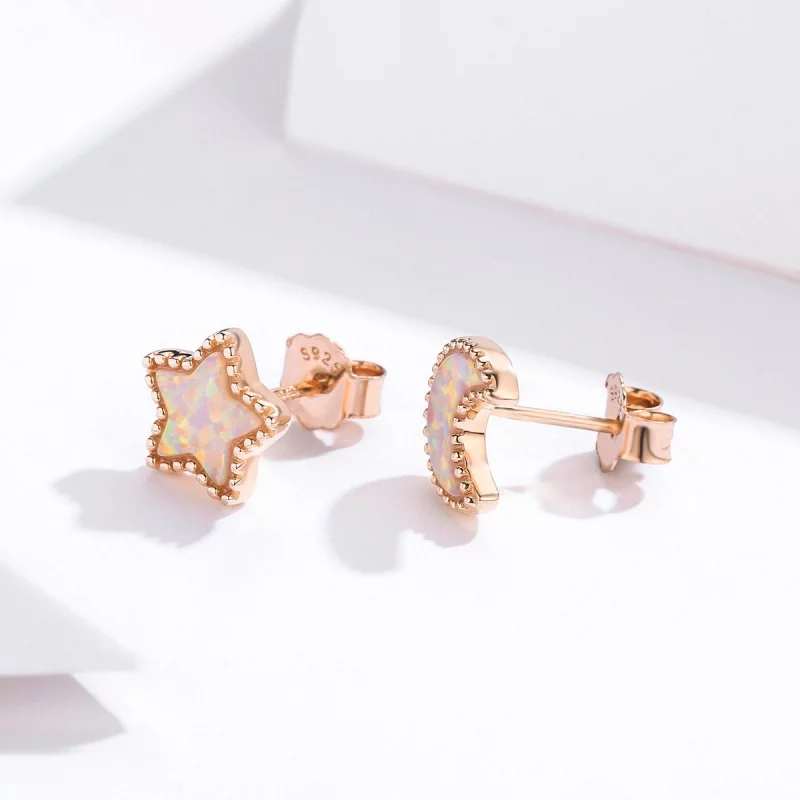 (image pour) Boucles d'oreilles à clous asymétriques de style Pandora avec lune - SCE691 - Afficher 3