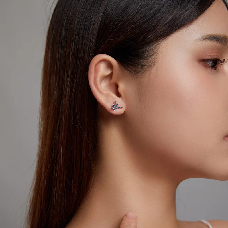 (image pour) Boucles d'oreilles clous colorées de style Pandora avec libellules - BSE515 - Afficher 9