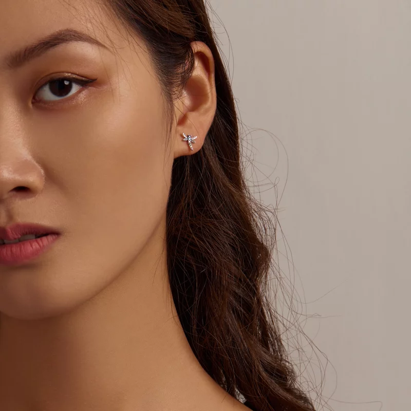 (image pour) Boucles d'oreilles clous colorées de style Pandora avec libellules - BSE515 - Afficher 10