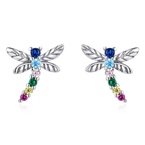 (image pour) Boucles d'oreilles clous colorées de style Pandora avec libellules - BSE515