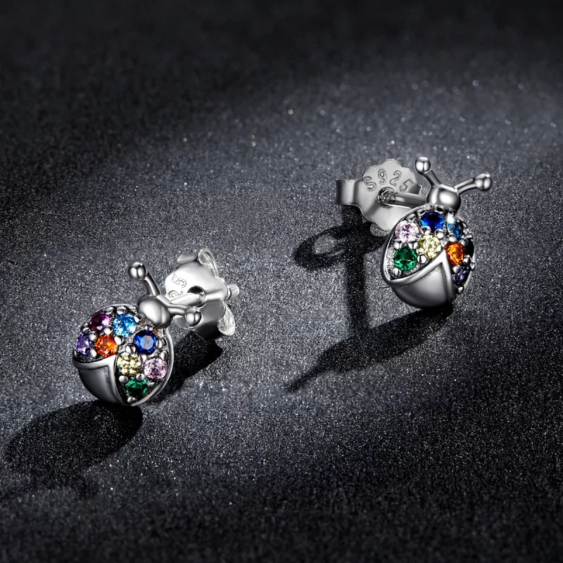 (image pour) Boucles d'oreilles clous colorées de style Pandora avec un scarabée - BSE560 - Afficher 5