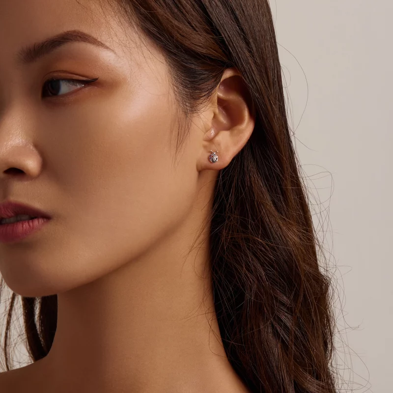 (image pour) Boucles d'oreilles clous colorées de style Pandora avec un scarabée - BSE560 - Afficher 6