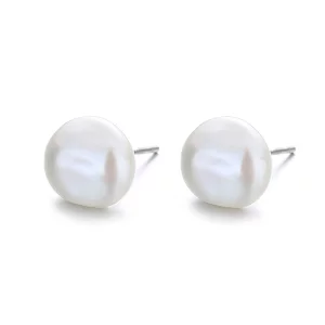 (image pour) Boucles d'oreilles clous de style baroque en perle de culture - BSE604