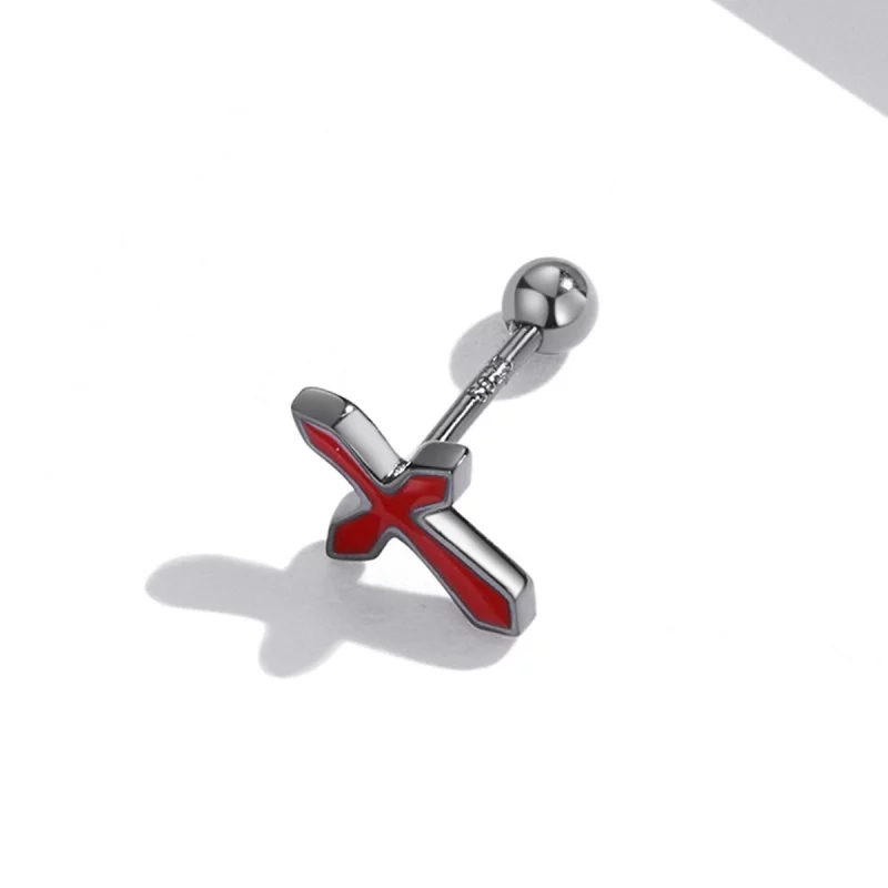 (image pour) Boucles d'oreilles clous de style Pandora avec croix sombre - SCE1327 - Afficher 4