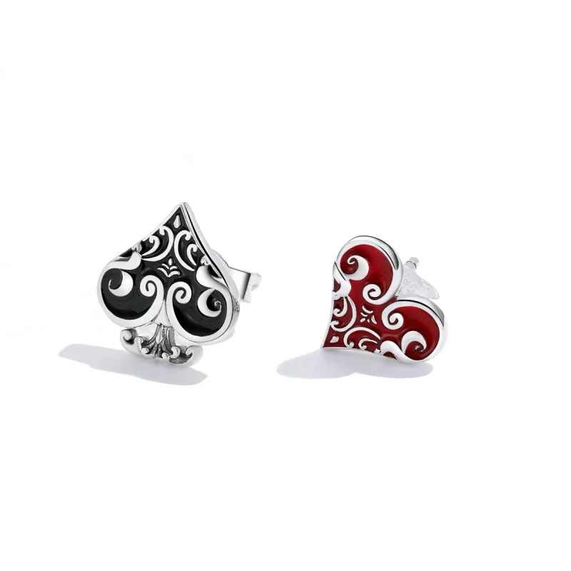(image pour) Boucles d'oreilles à clous de style Pandora avec des cœurs de poker - SCE1378 - Afficher 2