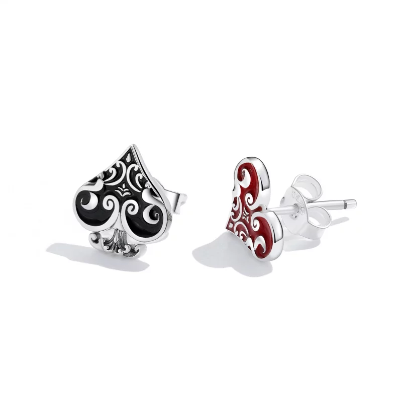 (image pour) Boucles d'oreilles à clous de style Pandora avec des cœurs de poker - SCE1378 - Afficher 3
