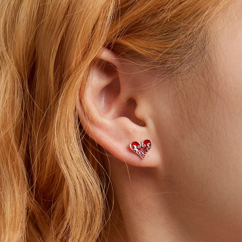 (image pour) Boucles d'oreilles à clous de style Pandora avec des cœurs de poker - SCE1378 - Afficher 6