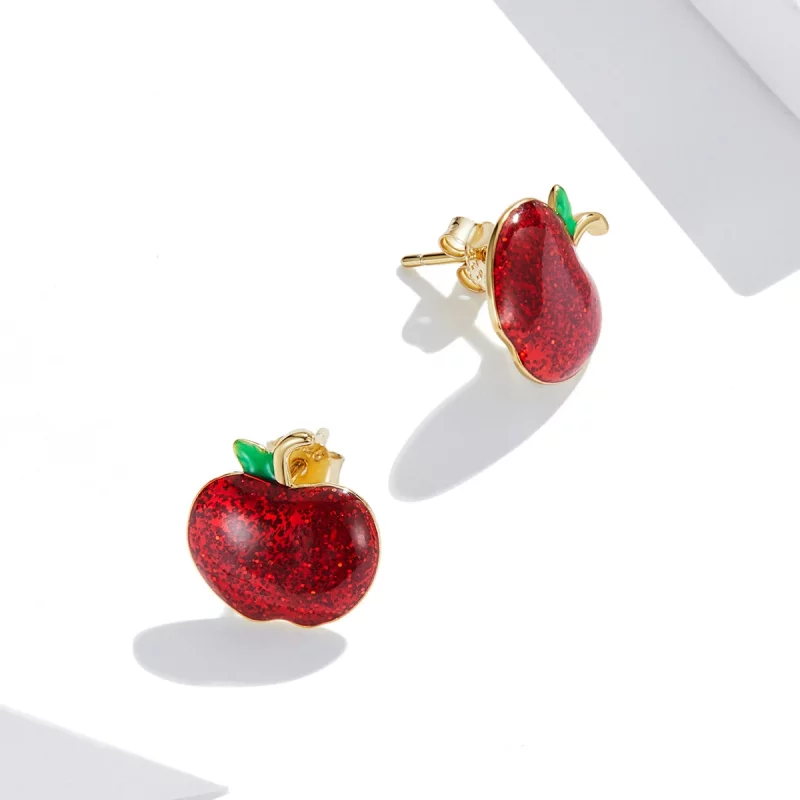 (image pour) Boucles d'oreilles clous de style Pandora avec des pommes de Noël - SCE1314 - Afficher 4