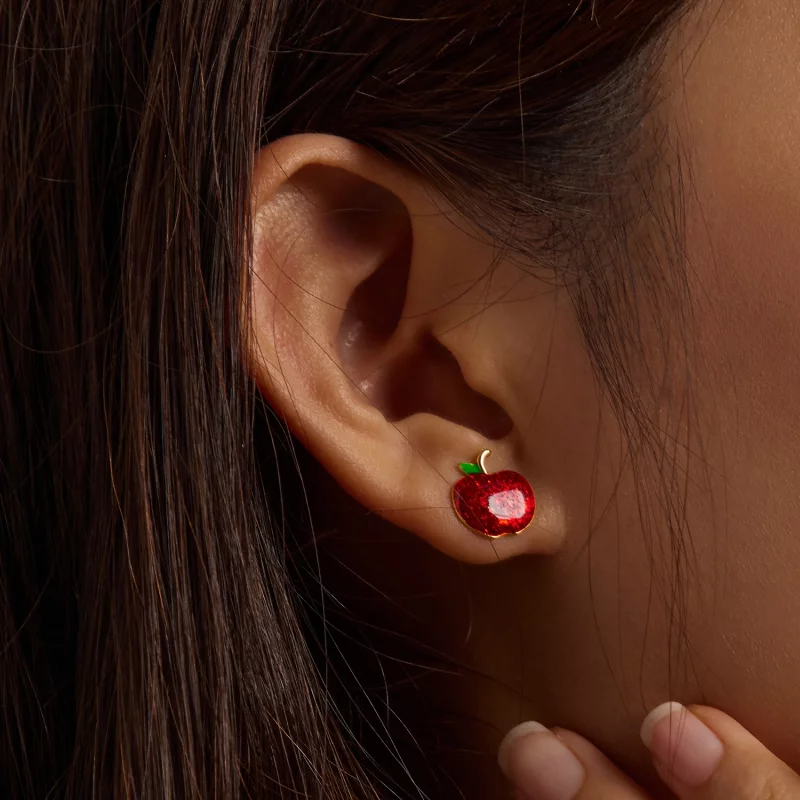 (image pour) Boucles d'oreilles clous de style Pandora avec des pommes de Noël - SCE1314 - Afficher 7