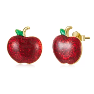 (image pour) Boucles d'oreilles clous de style Pandora avec des pommes de Noël - SCE1314