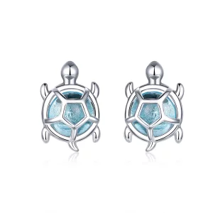 (image pour) Boucles d'oreilles à clous de style Pandora avec des tortues joueuses - BSE406