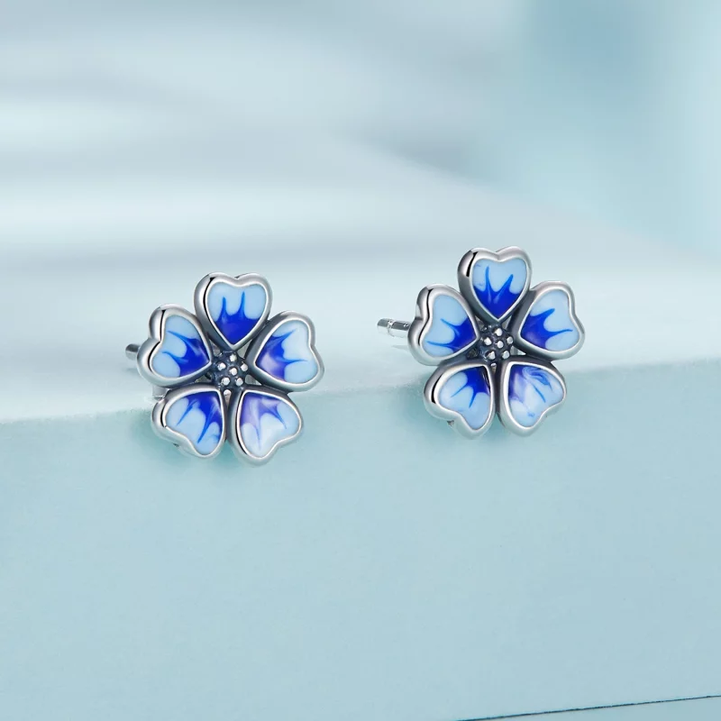(image pour) Boucles d'oreilles clous de style Pandora avec fleurs - SCE1513 - Afficher 2