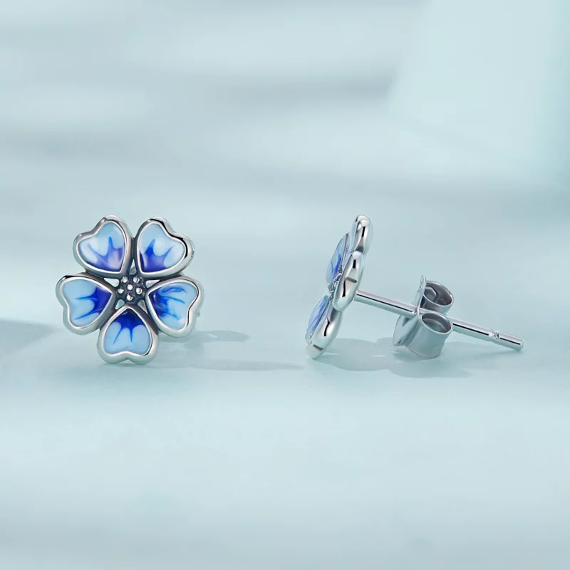 (image pour) Boucles d'oreilles clous de style Pandora avec fleurs - SCE1513 - Afficher 3
